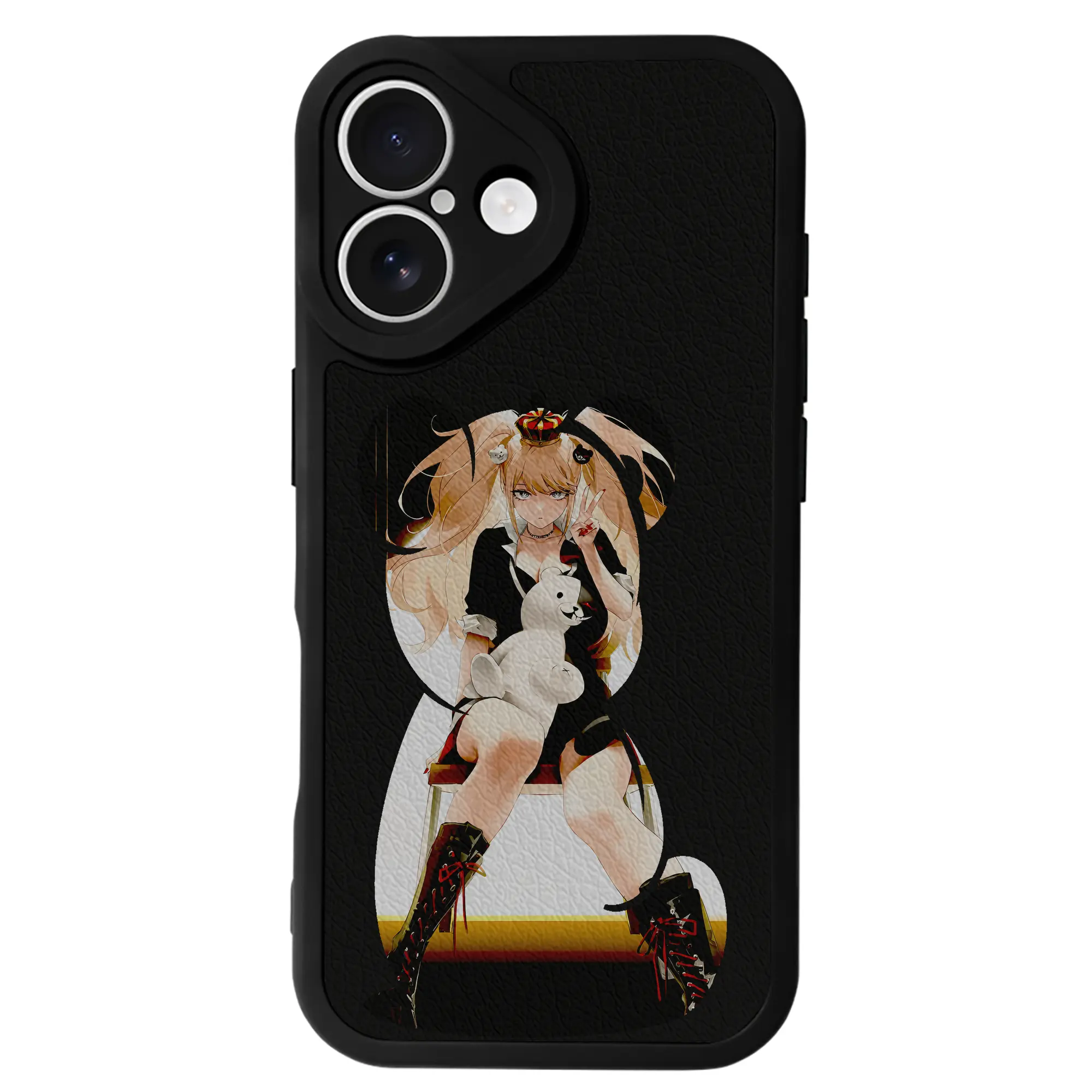 ダンガンロンパ グッズ,江ノ島盾子 - IPhone 16シリーズ対応 ・ シリコンスマホケース ・ レザー調 ・ 高精度フィット ・ 耐衝撃 ・ ワイヤレス充電対応 ・ 精密カット